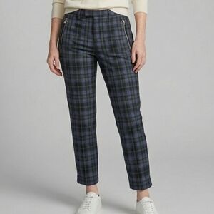46 Gucci Riding Trousers Neon Plaid Wool Cashemere Plaid Blue Equestrian Preppy